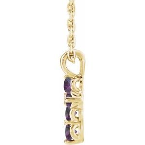 14K Yellow Gold Round 11.5 X 6.1 Mm 2 Mm Natural Alexandrite Cross 16-18 In Necklace
