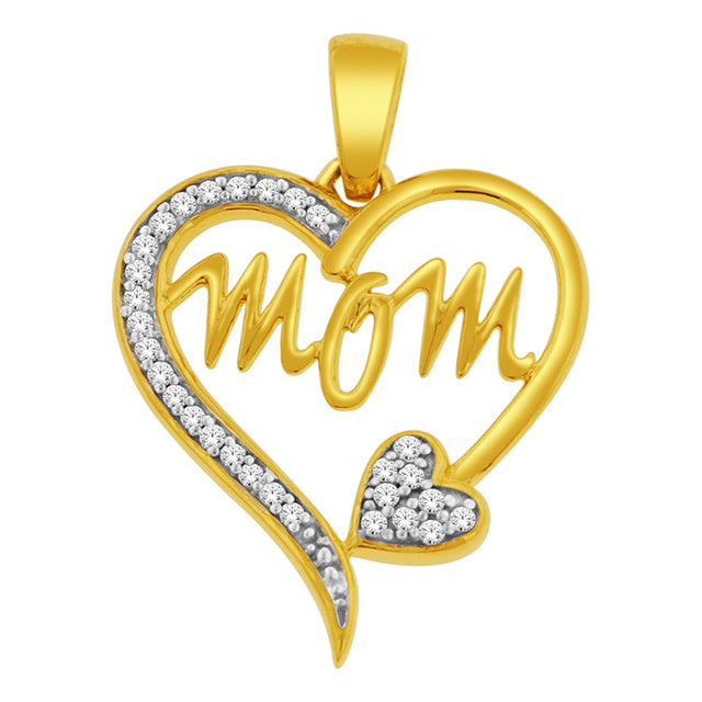 10K Yellow Gold 0.08 Cttw Diamond Ladies "Mom" Charms