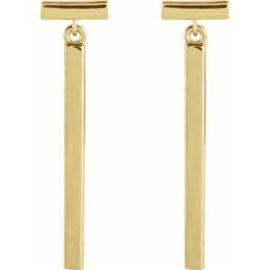 14K Yellow Gold Bar Dangle Earrings