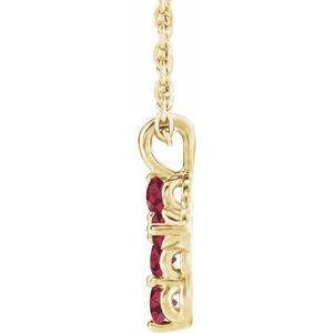 14K Yellow Gold Round 11.5 X 6.1 Mm 2 Mm Natural Ruby Cross 16-18 In Necklace
