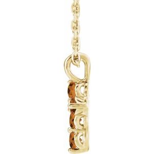 14K Yellow Gold Round 11.5 X 6.1 Mm 2 Mm Natural Citrine Cross 16-18 In Necklace