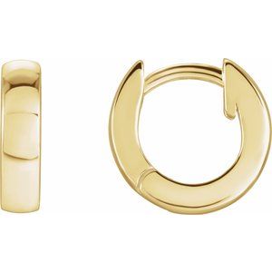 14K Yellow Gold Pair Hoop Earrings, Length: 9.5 Mm, Thickness: 2.5 Mm