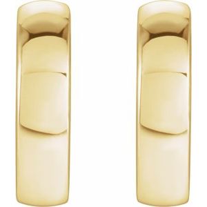 14K Yellow Gold Pair Hoop Earrings, Length: 9.5 Mm, Thickness: 2.5 Mm