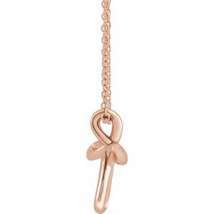 14K Rose Gold 13.35 X 10.42 Mm 15 In Polished Youth Cross Necklace