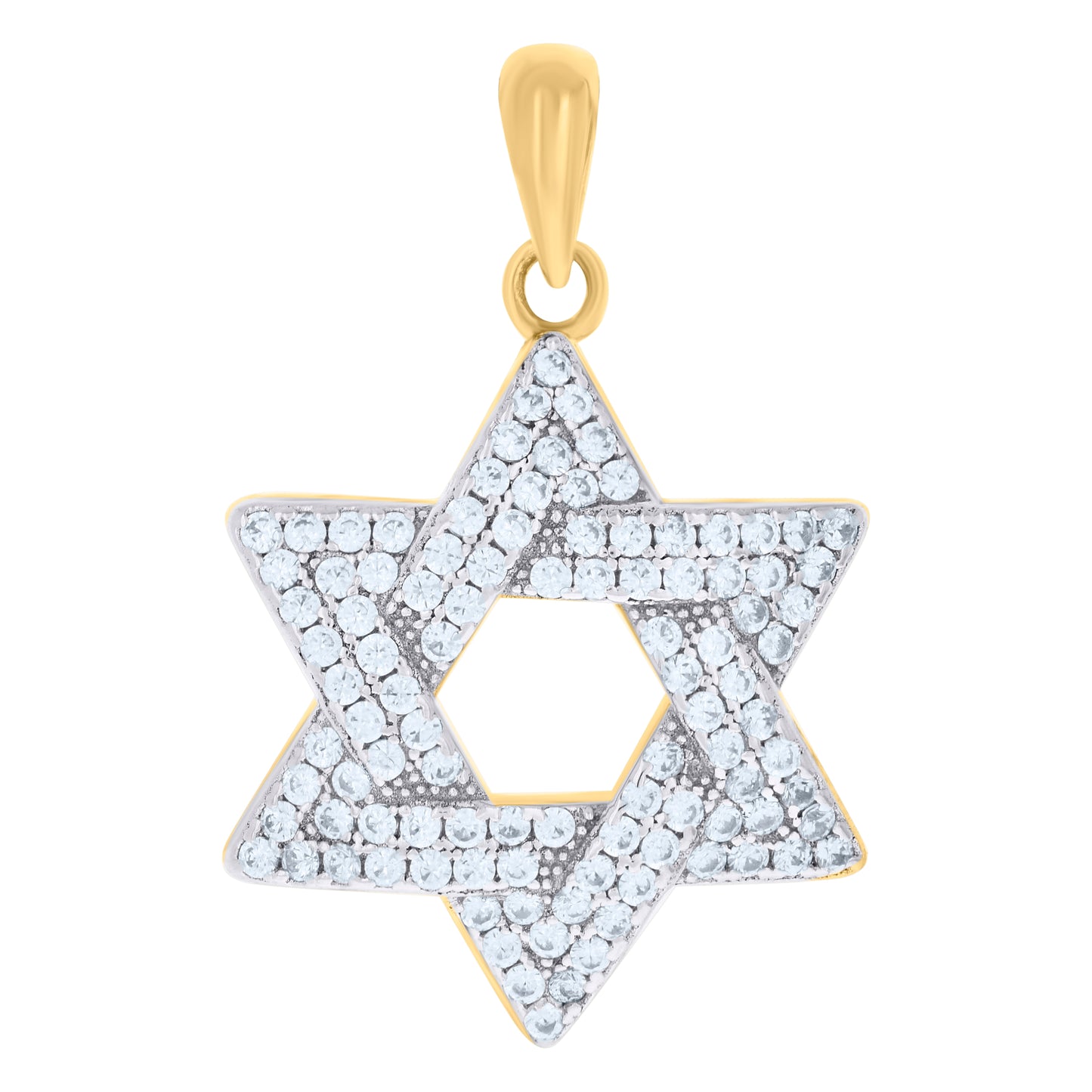 Sterling Silver Unisex Cubic-Zirconia Star Of David Symbol Religious Charm Pendant
