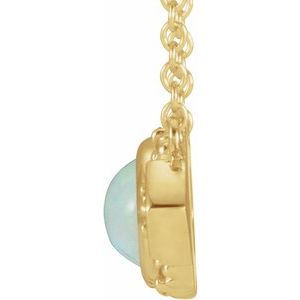 14K Yellow Gold Oval 7 X 5 Mm Natural Ethiopian Opal And Pink Sapphire Necklace, Length: 18 In