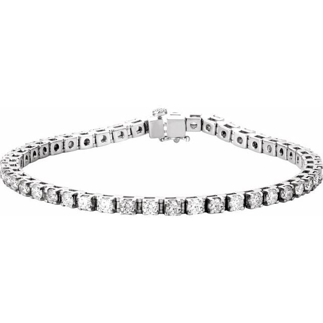 14K White Gold Round 3Mm Vs, F+ 7 In Polished Ctw Lab-Grown Gemstone Line Bracelet