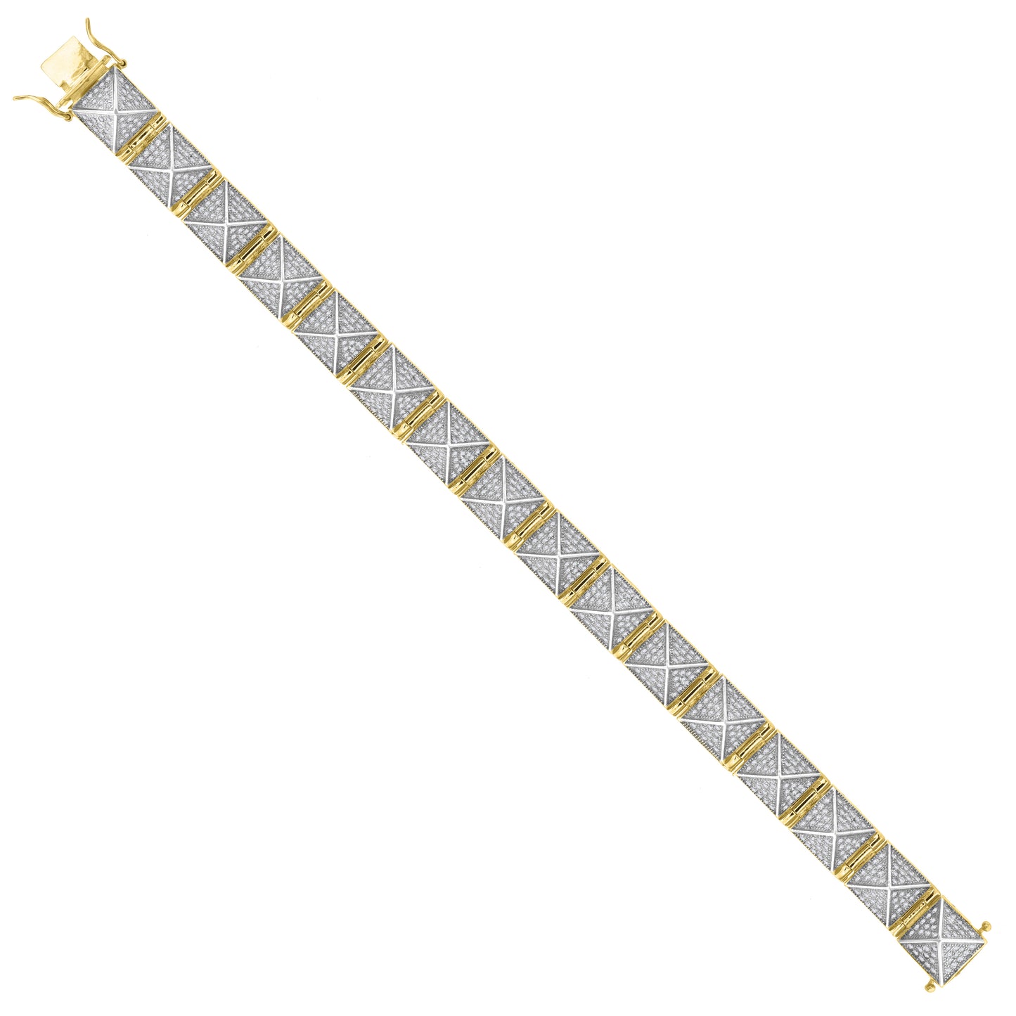 Sterling Silver Unisex Micropave Cubic Zirconia Link Bracelet