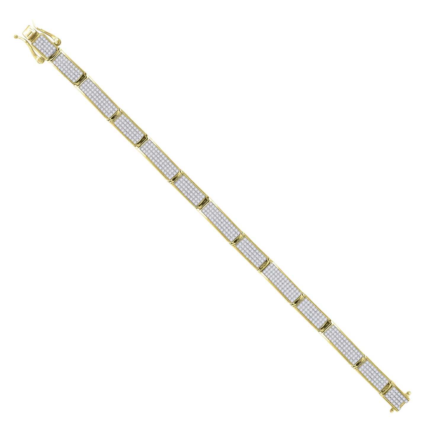 Sterling Silver Unisex Micropave Cubic Zirconia Link Bracelet