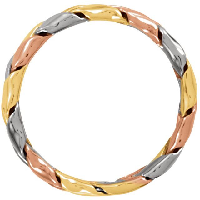 14K Yellow/White/Rose Gold 5.5 Mm Polished Woven Band, Size 11.5