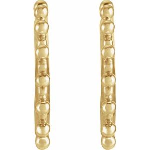 14K Yellow Gold Beaded Geometric Hoop Earrings