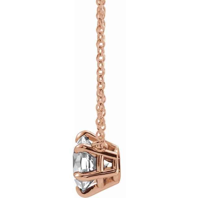 14K Rose Gold Round 4.3Mm I1, G-H 16 In Polished 1/3 Ct Natural Diamond Solitaire Necklace