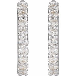 Platinum Pair Round Shape 1.3Mm Si2-Si3, Gh 1/8 Ctw Natural Diamond Hinged Hoop Earrings, Length: 8 Mm, Thickness: 1.6 Mm
