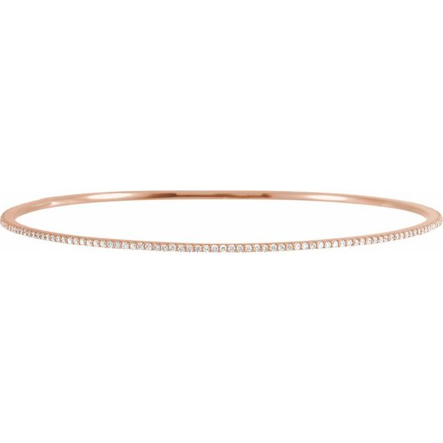 14K Yellow Or White Or Rose Gold Round Si1-Si2, G-H 8 In Polished Lab-Grown Diamond Bangle Bracelet