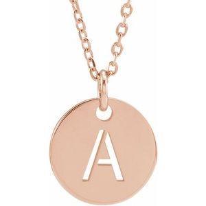 18K Yellow or Rose Gold-Plated Sterling Silver 10 Mm 16-18 In Polished Initial Disc Necklace
