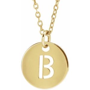 18K Yellow or Rose Gold-Plated Sterling Silver 10 Mm 16-18 In Polished Initial Disc Necklace