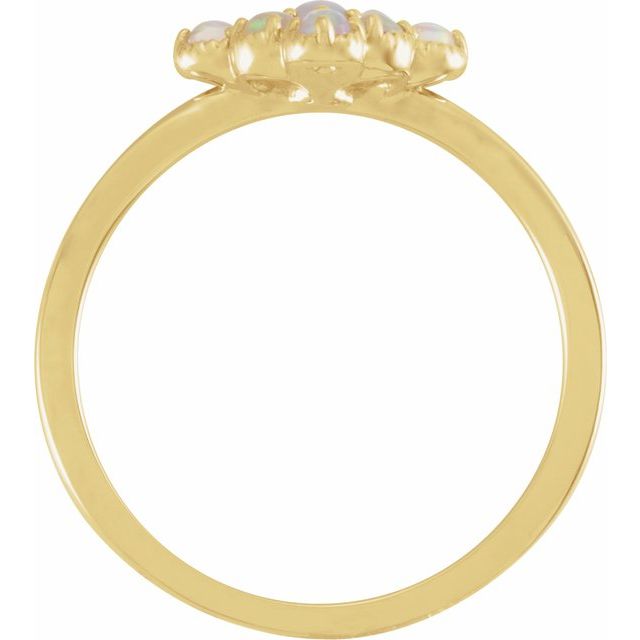 14K Yellow Gold Round 2.5 Mm Polished Natural Ethiopian Opal And .02 Ctw Natural Diamond Cluster Ring, Size 7
