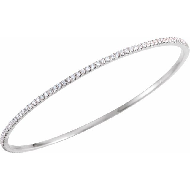 14K Yellow Or White Or Rose Gold Round Si1-Si2, G-H 8 In Polished Lab-Grown Diamond Bangle Bracelet