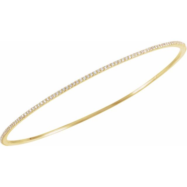14K Yellow Or White Or Rose Gold Round Si1-Si2, G-H 8 In Polished Lab-Grown Diamond Bangle Bracelet