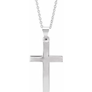 14K Yellow Or White Or Rose Gold 18 In Polished Cross Necklace