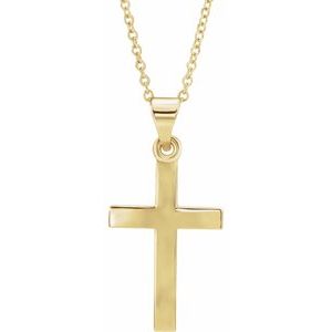 14K Yellow Or White Or Rose Gold 18 In Polished Cross Necklace