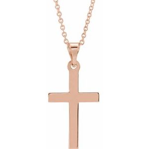 14K Yellow Or White Or Rose Gold 18 In Polished Cross Necklace
