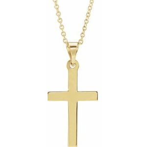 18K Yellow Gold-Plated Sterling Silver 18 In Polished Cross Necklace