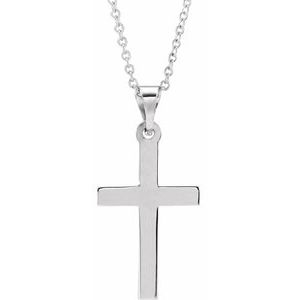 14K Yellow Or White Or Rose Gold 18 In Polished Cross Necklace