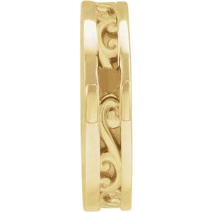 14K Yellow Gold 12.5 Mm Polished Engravable Disc Slide Pendant With Scroll Detail