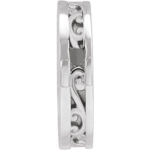Sterling Silver 12.5 Mm Polished Engravable Disc Slide Pendant With Scroll Detail