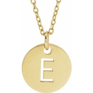 18K Yellow or Rose Gold-Plated Sterling Silver 10 Mm 16-18 In Polished Initial Disc Necklace