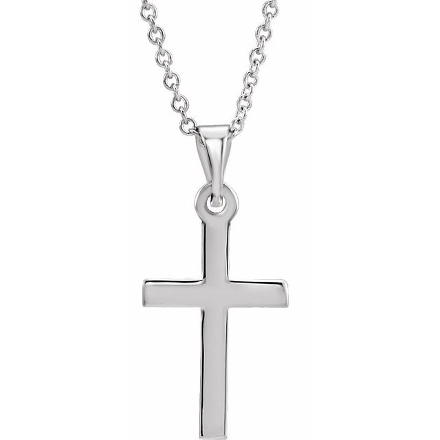 Sterling Silver 21 X 9.7 Mm 18 In Polished Cross Necklace