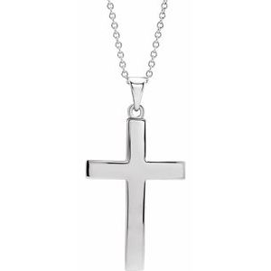 14K Yellow Or White Or Rose Gold 18 In Polished Cross Necklace