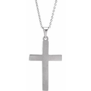14K Yellow Or White Or Rose Gold 18 In Polished Cross Necklace