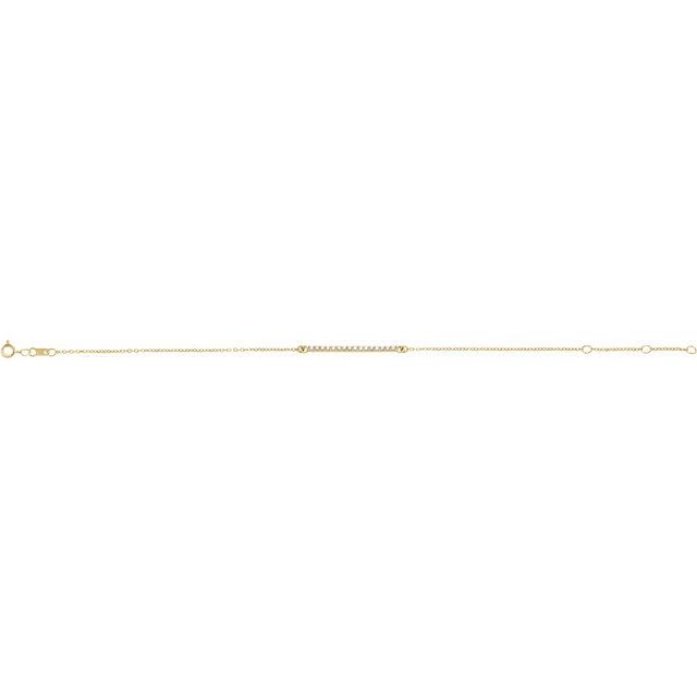 14K Yellow Or White Or Rose Gold Round 1.3 Mm 6 1/2-7 1/2 In I1, G-H Polished Natural Diamond Bar Bracelet