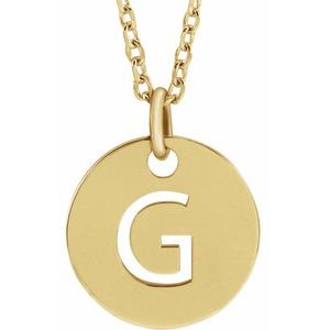 18K Yellow or Rose Gold-Plated Sterling Silver 10 Mm 16-18 In Polished Initial Disc Necklace