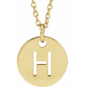 18K Yellow or Rose Gold-Plated Sterling Silver 10 Mm 16-18 In Polished Initial Disc Necklace