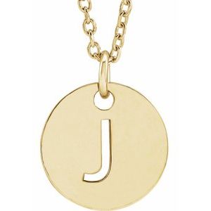 18K Yellow or Rose Gold-Plated Sterling Silver 10 Mm 16-18 In Polished Initial Disc Necklace