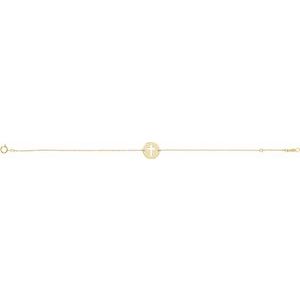 14K Yellow Gold Pierced Cross Disc Bracelet, Length: 8 In