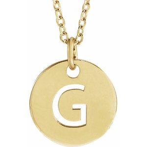 18K Yellow or Rose Gold-Plated Sterling Silver 10 Mm 16-18 In Polished Initial Disc Necklace
