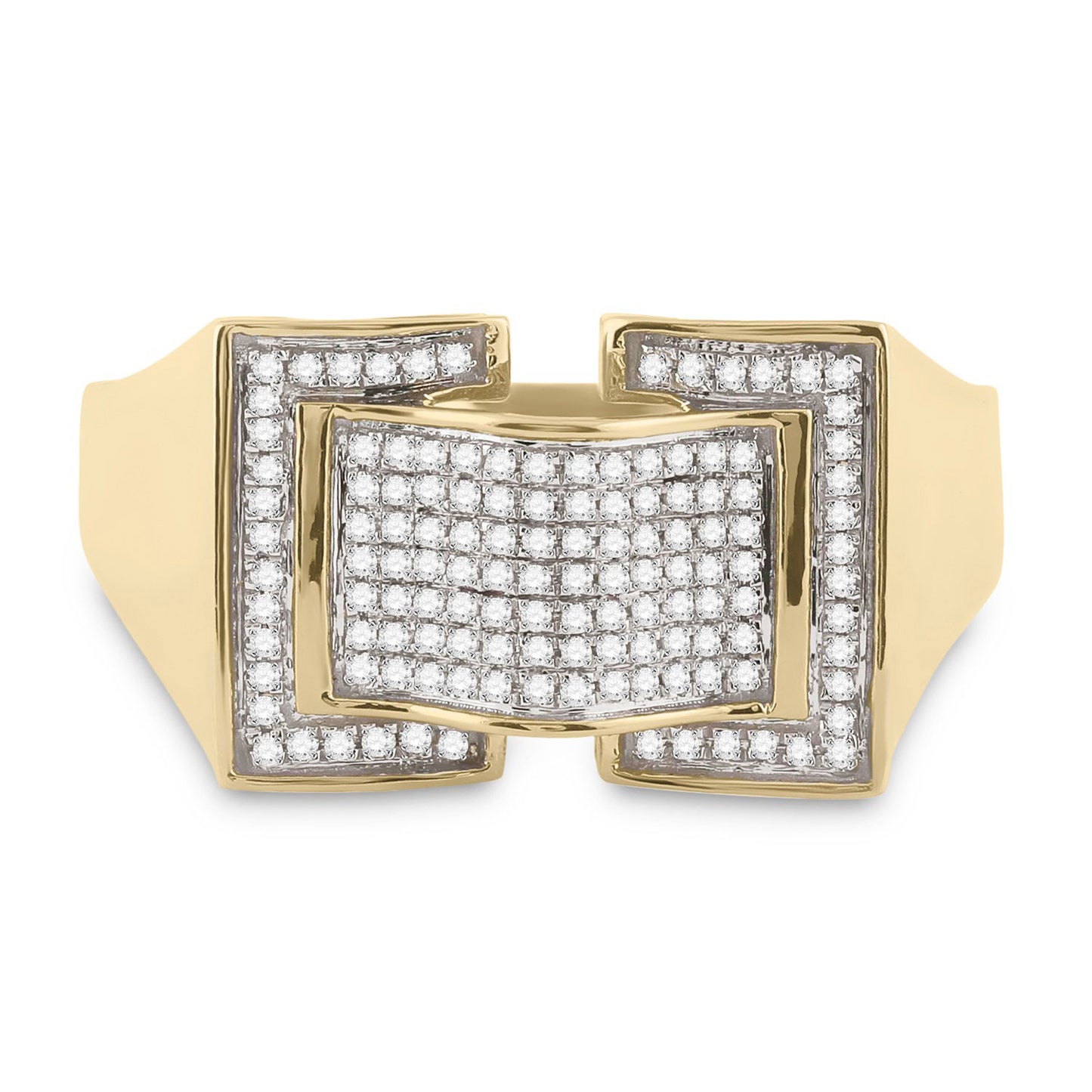 10K Yellow Gold Mens Round Diamond Arched Fashion Ring 1/4 Cttw, Mens Size: 7-13