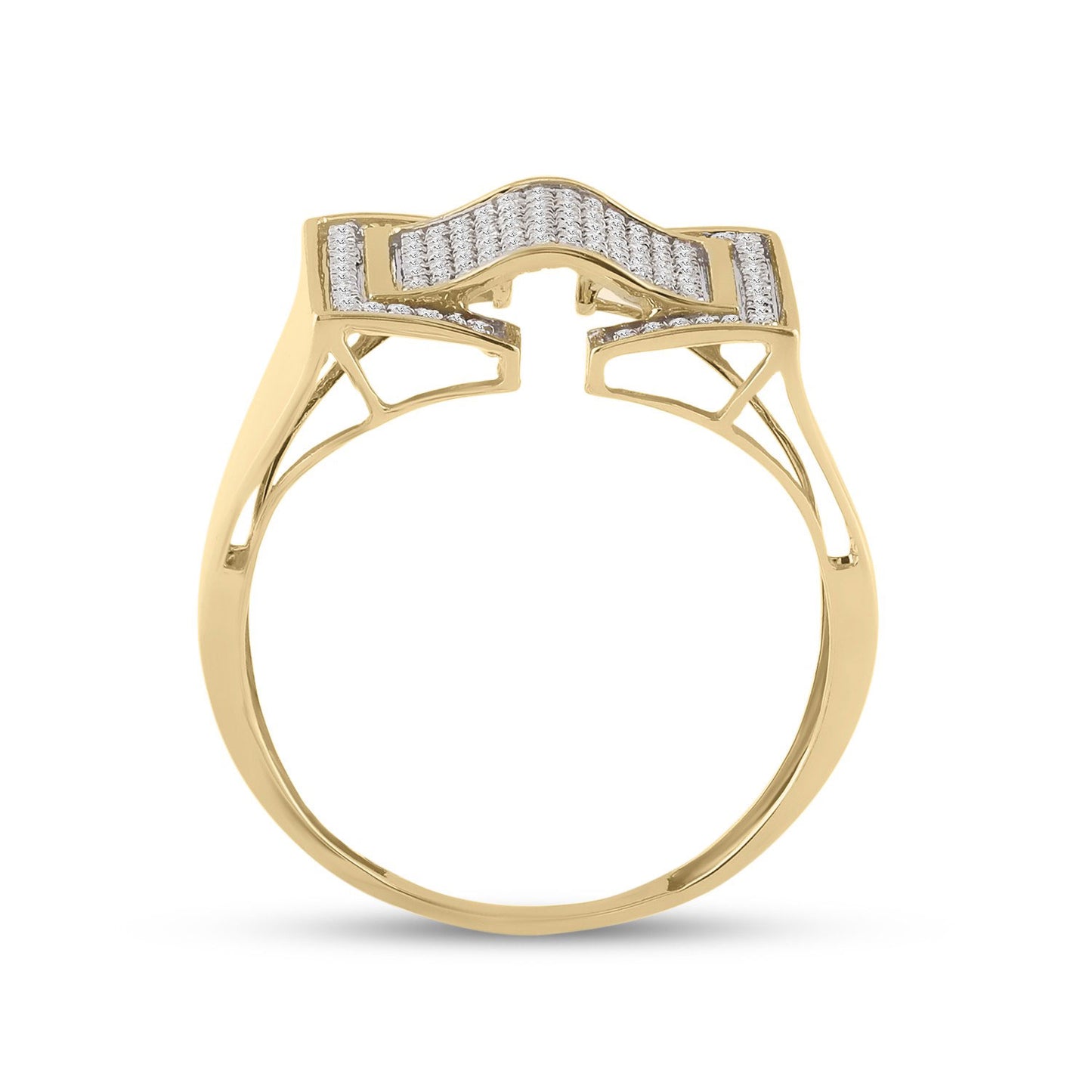 10K Yellow Gold Mens Round Diamond Arched Fashion Ring 1/4 Cttw, Mens Size: 7-13
