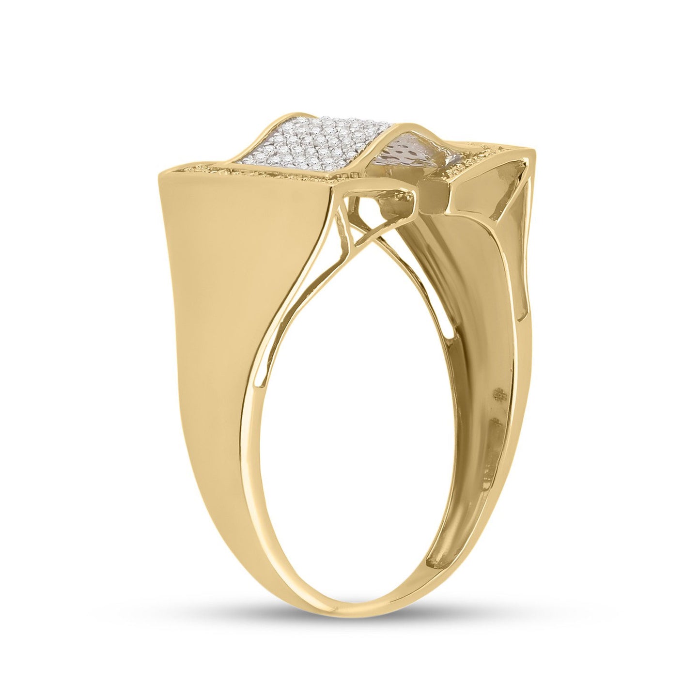 10K Yellow Gold Mens Round Diamond Arched Fashion Ring 1/4 Cttw, Mens Size: 7-13