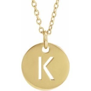 18K Yellow or Rose Gold-Plated Sterling Silver 10 Mm 16-18 In Polished Initial Disc Necklace
