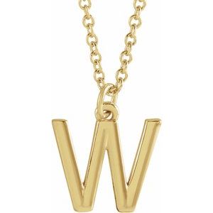 18K Yellow Gold Gold-Plated Sterling Silver Initial 18 In Polished Initial Necklace