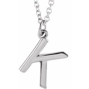 14K White Gold 18 In Polished Initial Necklace