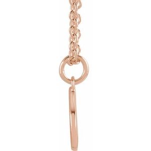 14K Rose Gold 16 In Polished Initial Necklace