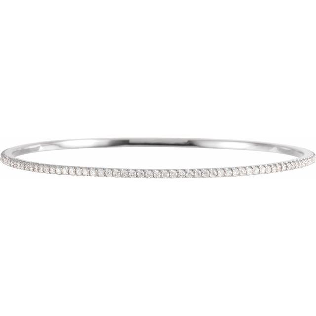 14K Yellow Or White Or Rose Gold Round Si1-Si2, G-H 8 In Polished Lab-Grown Diamond Bangle Bracelet