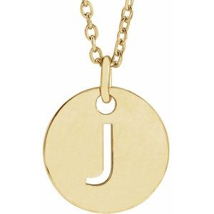 18K Yellow or Rose Gold-Plated Sterling Silver 10 Mm 16-18 In Polished Initial Disc Necklace