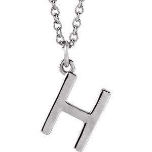 Sterling Silver 18 In Polished Initial Necklace